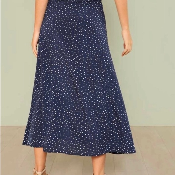 Navy and white dot button maxi shirt - Picture 3 of 4